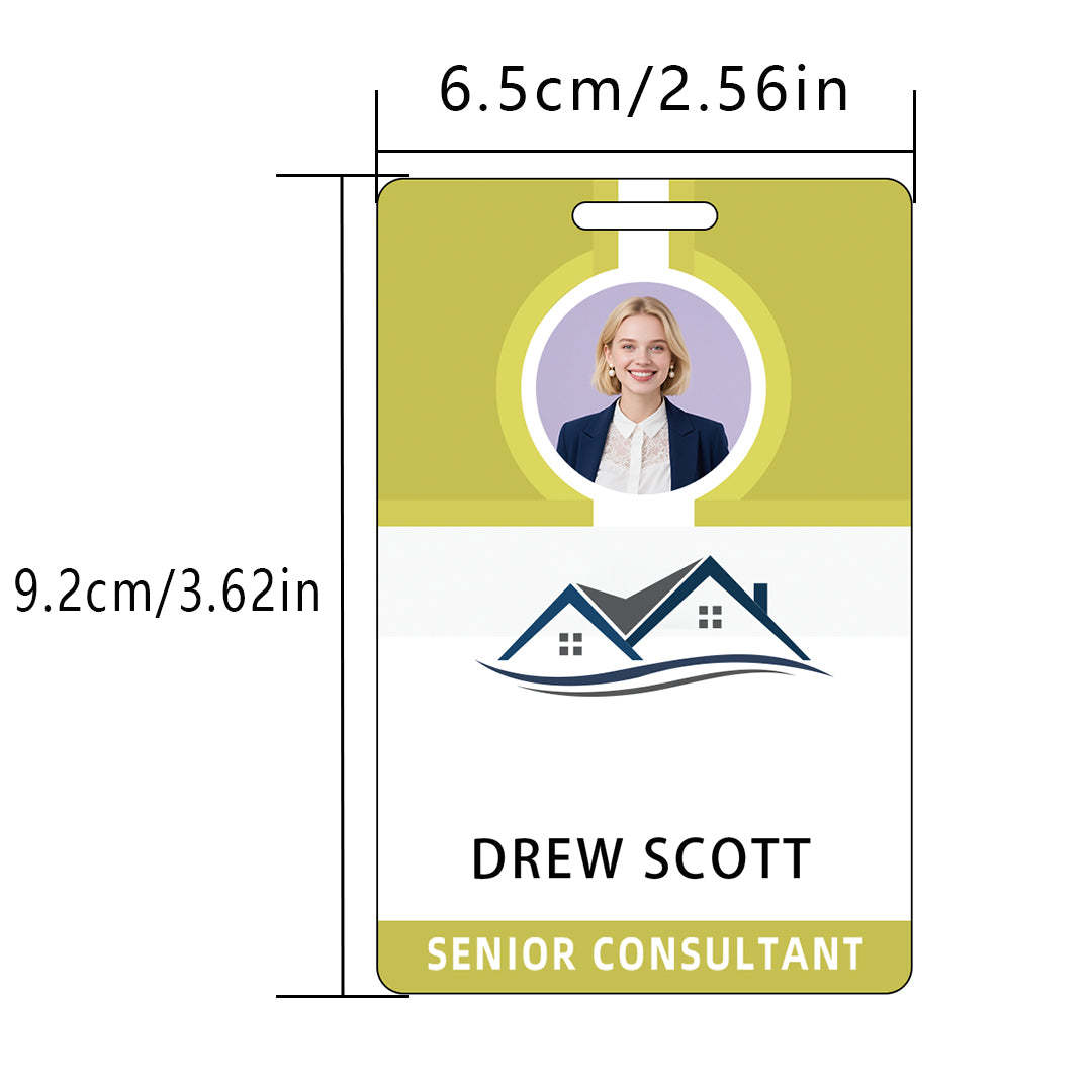 Style D34 Custom Print Employee ID Badge with Text, Personalized Name Badge Double Sided Print with Name, Photo, Logo