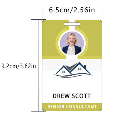 Style D34 Custom Print Employee ID Badge with Text, Personalized Name Badge Double Sided Print with Name, Photo, Logo
