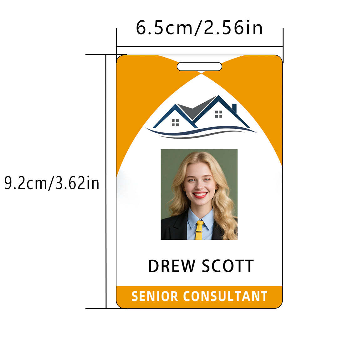 Style D31 Custom Print Employee ID Badge with Text, Personalized Name Badge Double Sided Print with Name, Photo, Logo