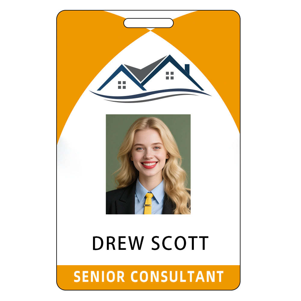 Style D31 Custom Print Employee ID Badge with Text, Personalized Name Badge Double Sided Print with Name, Photo, Logo