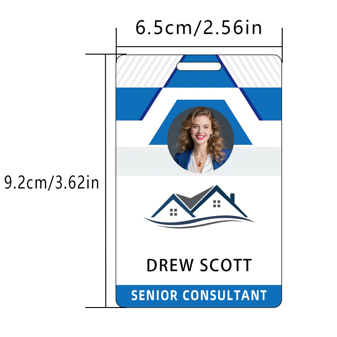 Style D32 Custom Print Employee ID Badge with Text, Personalized Name Badge Double Sided Print with Name, Photo, Logo
