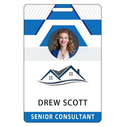Style D32 Custom Print Employee ID Badge with Text, Personalized Name Badge Double Sided Print with Name, Photo, Logo