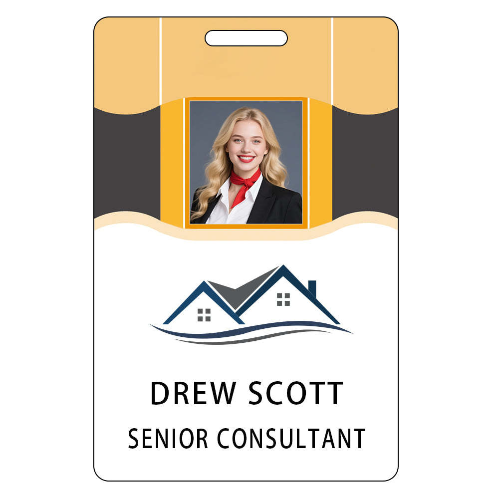 Style D33 Custom Print Employee ID Badge with Text, Personalized Name Badge Double Sided Print with Name, Photo, Logo
