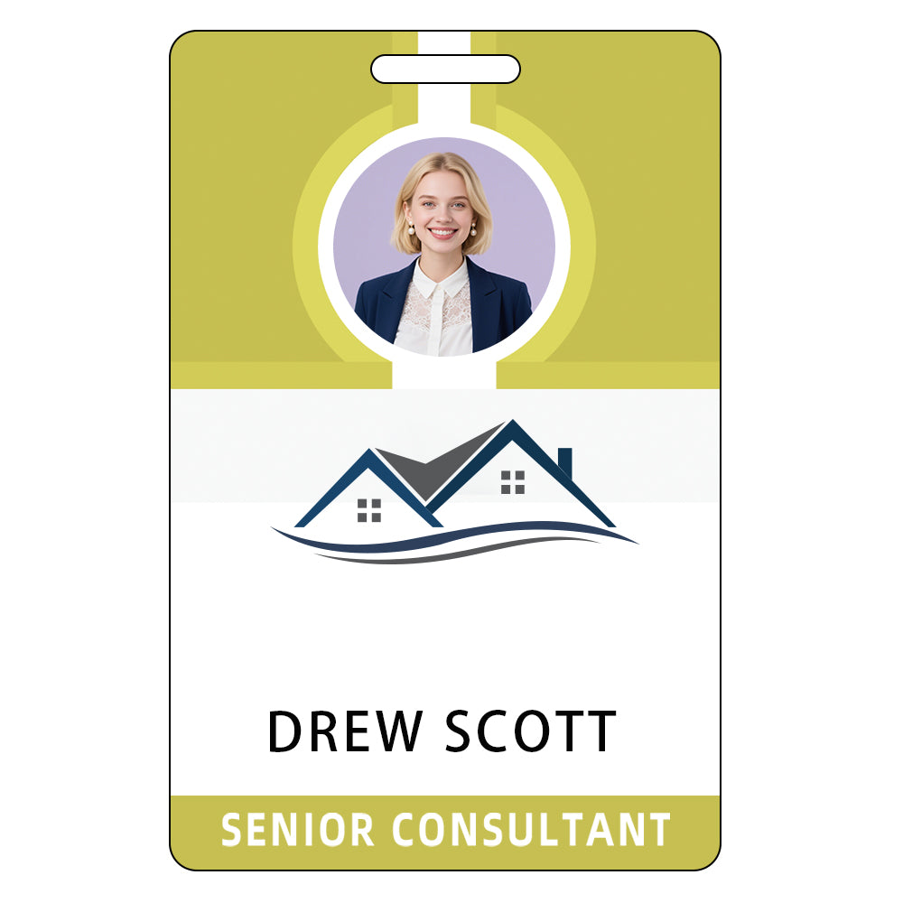 Style D34 Custom Print Employee ID Badge with Text, Personalized Name Badge Double Sided Print with Name, Photo, Logo