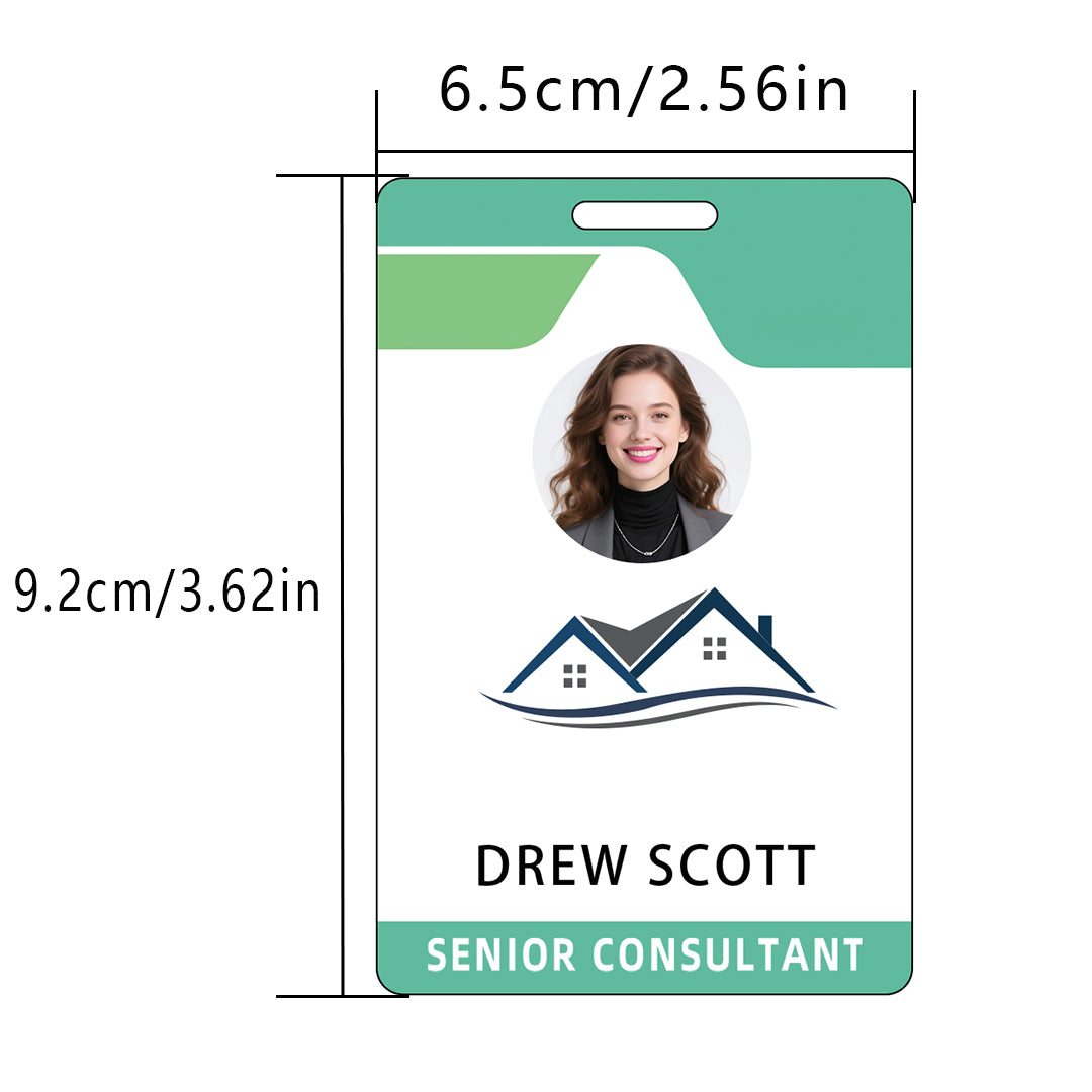 Style D36 Custom Print Employee ID Badge with Text, Personalized Name Badge Double Sided Print with Name, Photo, Logo