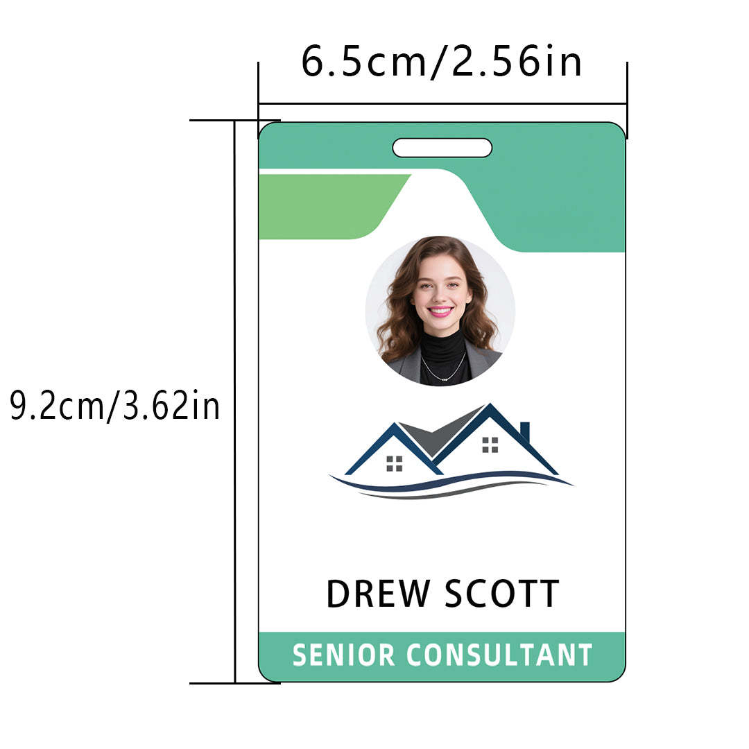 Style D36 Custom Print Employee ID Badge with Text, Personalized Name Badge Double Sided Print with Name, Photo, Logo