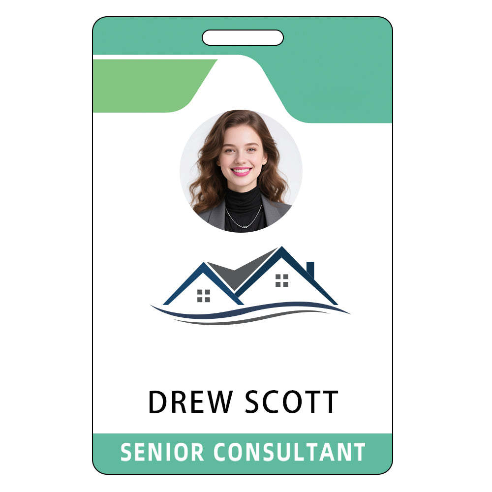 Style D36 Custom Print Employee ID Badge with Text, Personalized Name Badge Double Sided Print with Name, Photo, Logo