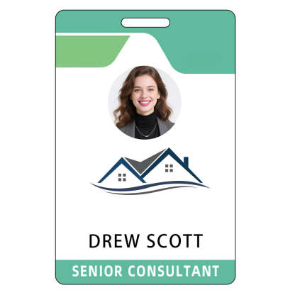 Style D36 Custom Print Employee ID Badge with Text, Personalized Name Badge Double Sided Print with Name, Photo, Logo