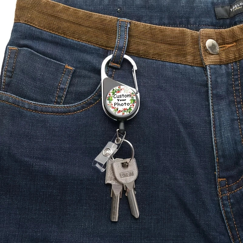 Customization of double-sided photos personalized ID Badge Holder  Retractable Heavy Duty Badge Reels(You have photos on both the front and back)