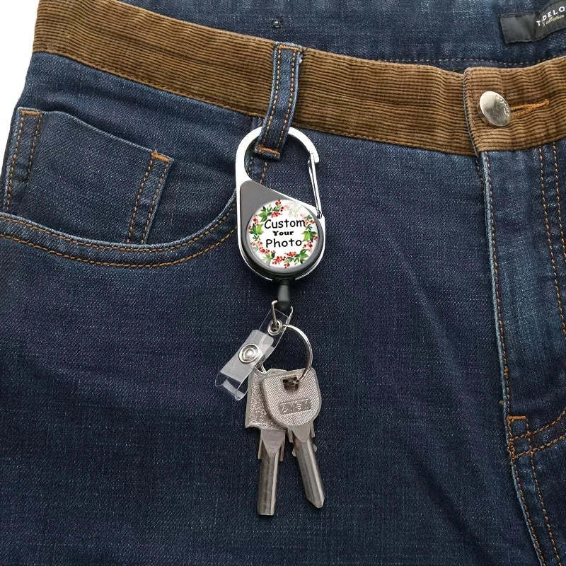 Customization of double-sided photos personalized ID Badge Holder  Retractable Heavy Duty Badge Reels(You have photos on both the front and back)