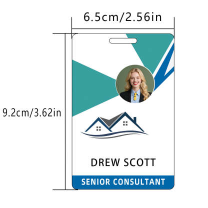 Style D37 Custom Print Employee ID Badge with Text, Personalized Name Badge Double Sided Print with Name, Photo, Logo