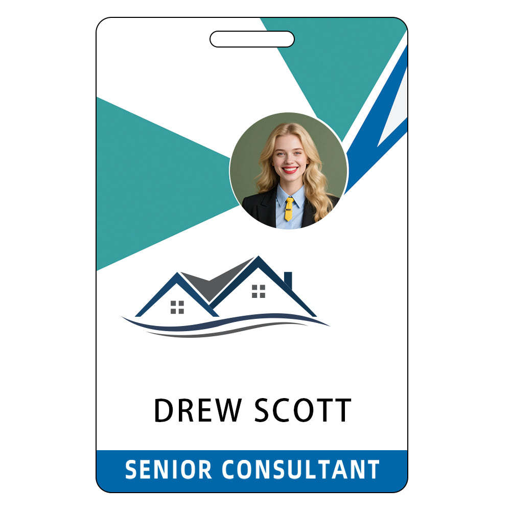 Style D37 Custom Print Employee ID Badge with Text, Personalized Name Badge Double Sided Print with Name, Photo, Logo