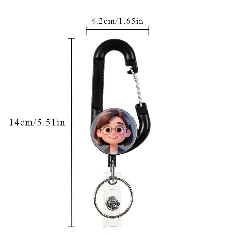 1pc Photo Custom Retractable Badge Reel Heavy Duty  Badge Holder, Personalized ID Badge Reel  for ID Card Holder and Keychain