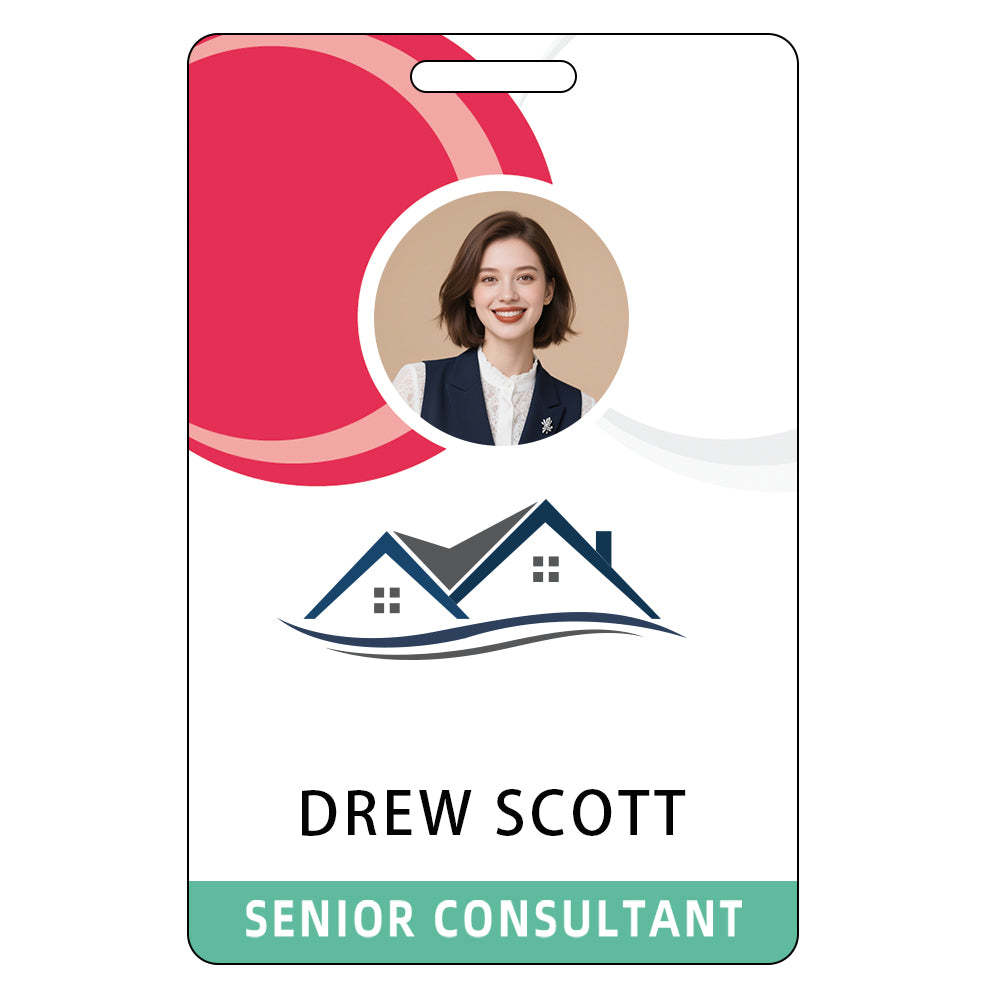 Style D38 Custom Print Employee ID Badge with Text, Personalized Name Badge Double Sided Print with Name, Photo, Logo