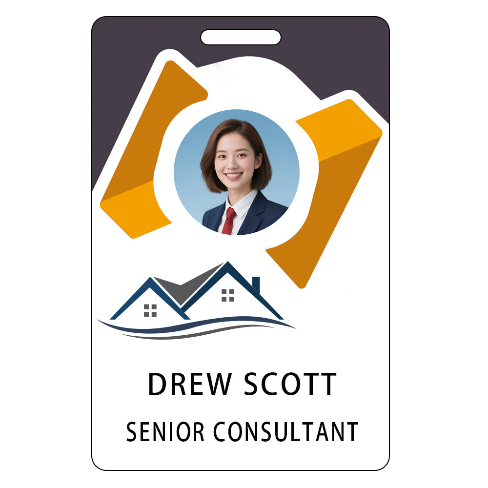 Style D39 Custom Print Employee ID Badge with Text, Personalized Name Badge Double Sided Print with Name, Photo, Logo