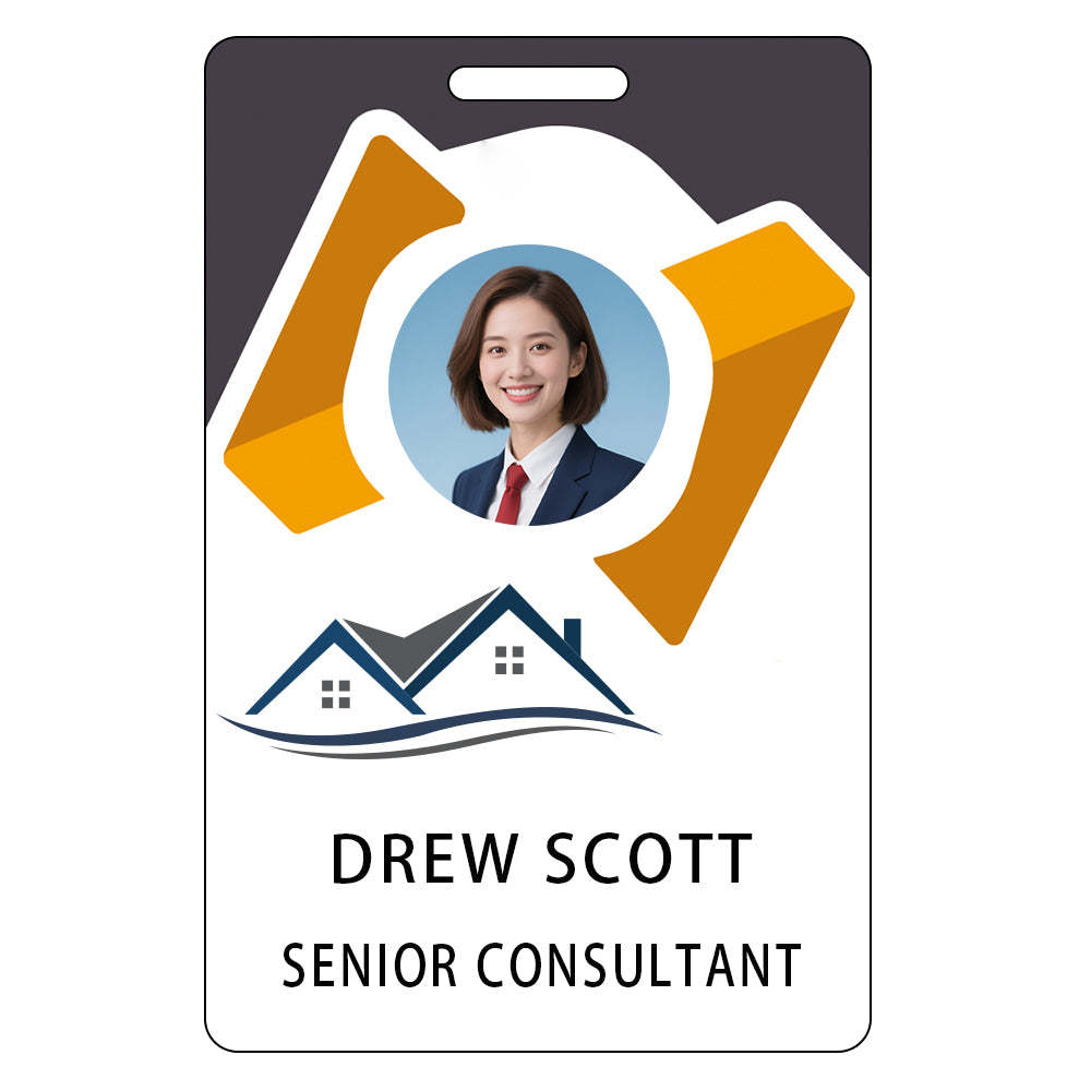 Style D39 Custom Print Employee ID Badge with Text, Personalized Name Badge Double Sided Print with Name, Photo, Logo