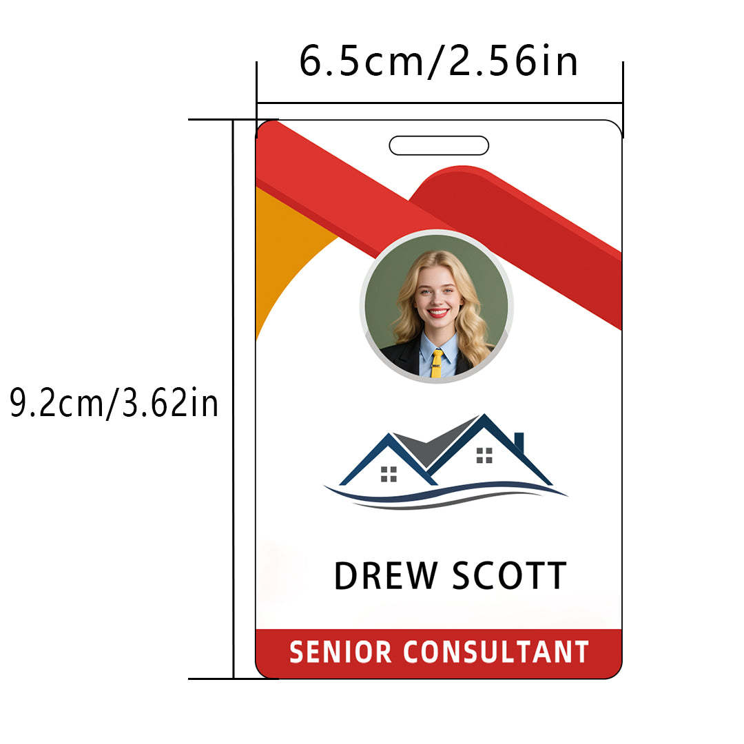 Style D40 Custom Print Employee ID Badge with Text, Personalized Name Badge Double Sided Print with Name, Photo, Logo