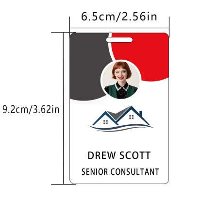 Style D41 Custom Print Employee ID Badge with Text, Personalized Name Badge Double Sided Print with Name, Photo, Logo