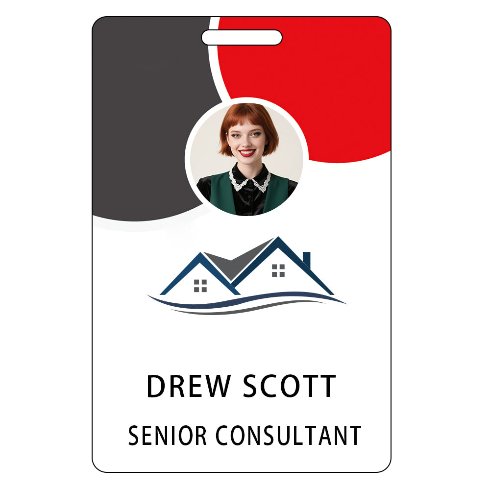 Style D41 Custom Print Employee ID Badge with Text, Personalized Name Badge Double Sided Print with Name, Photo, Logo