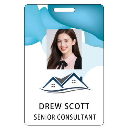Style D75 Custom Print Employee ID Badge with Text, Personalized Name Badge Double Sided Print with Name, Photo, Logo