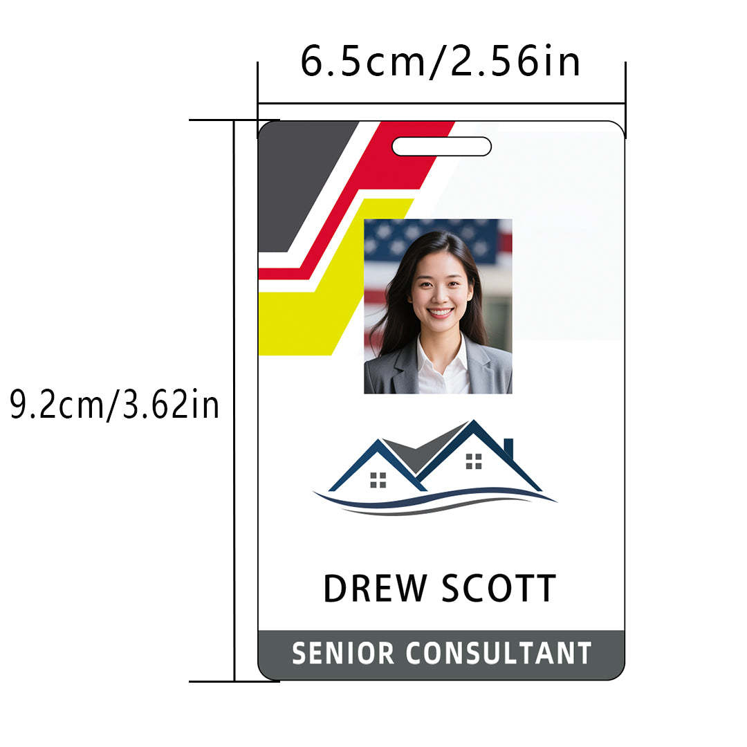 Style T76 Custom Print Employee ID Badge , Personalized Name Badge Double Sided Print with Name, Photo, Logo