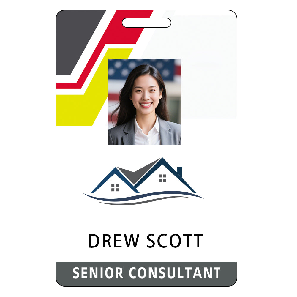 Style T76 Custom Print Employee ID Badge , Personalized Name Badge Double Sided Print with Name, Photo, Logo