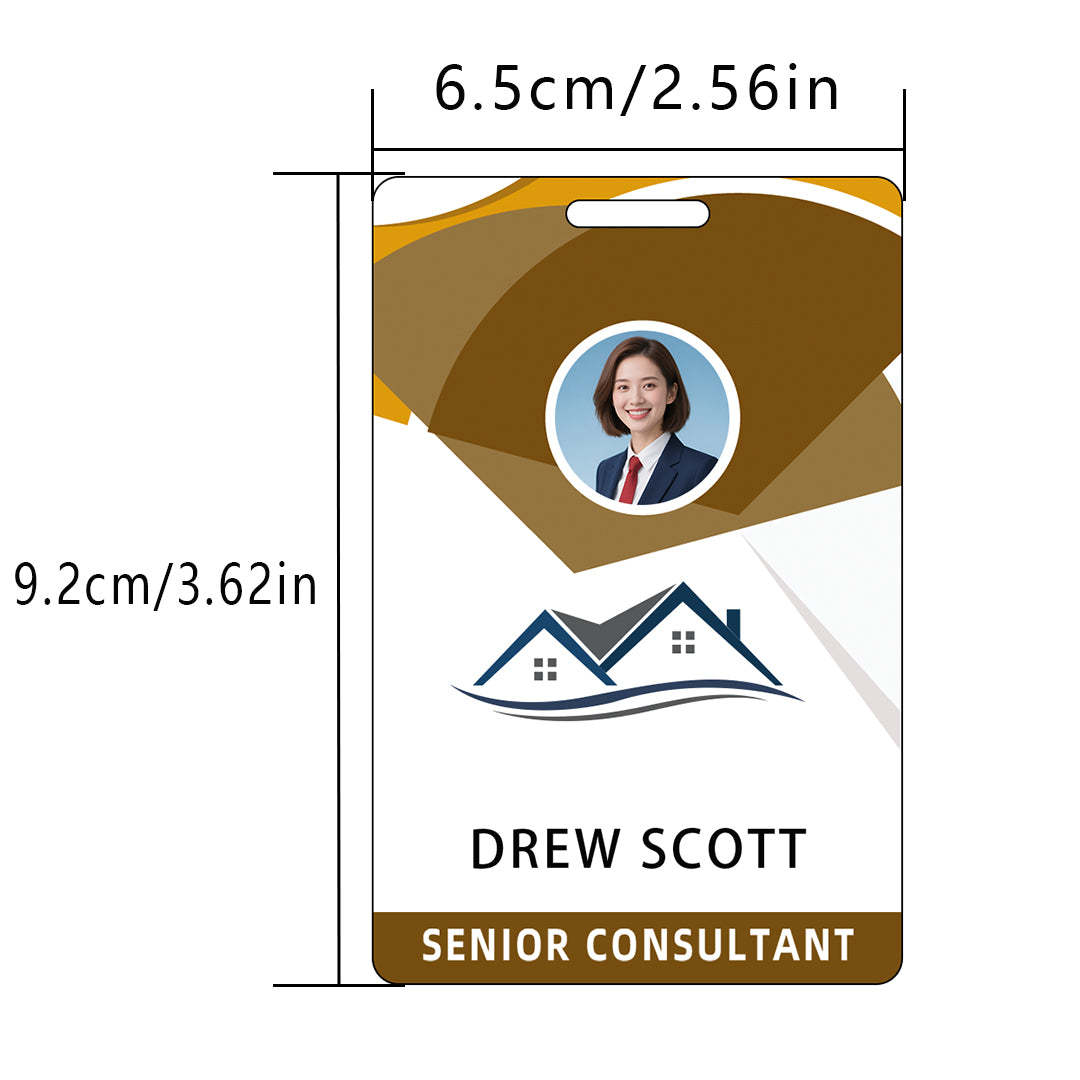 Style T77 Custom Print Employee ID Badge , Personalized Name Badge Double Sided Print with Name, Photo, Logo