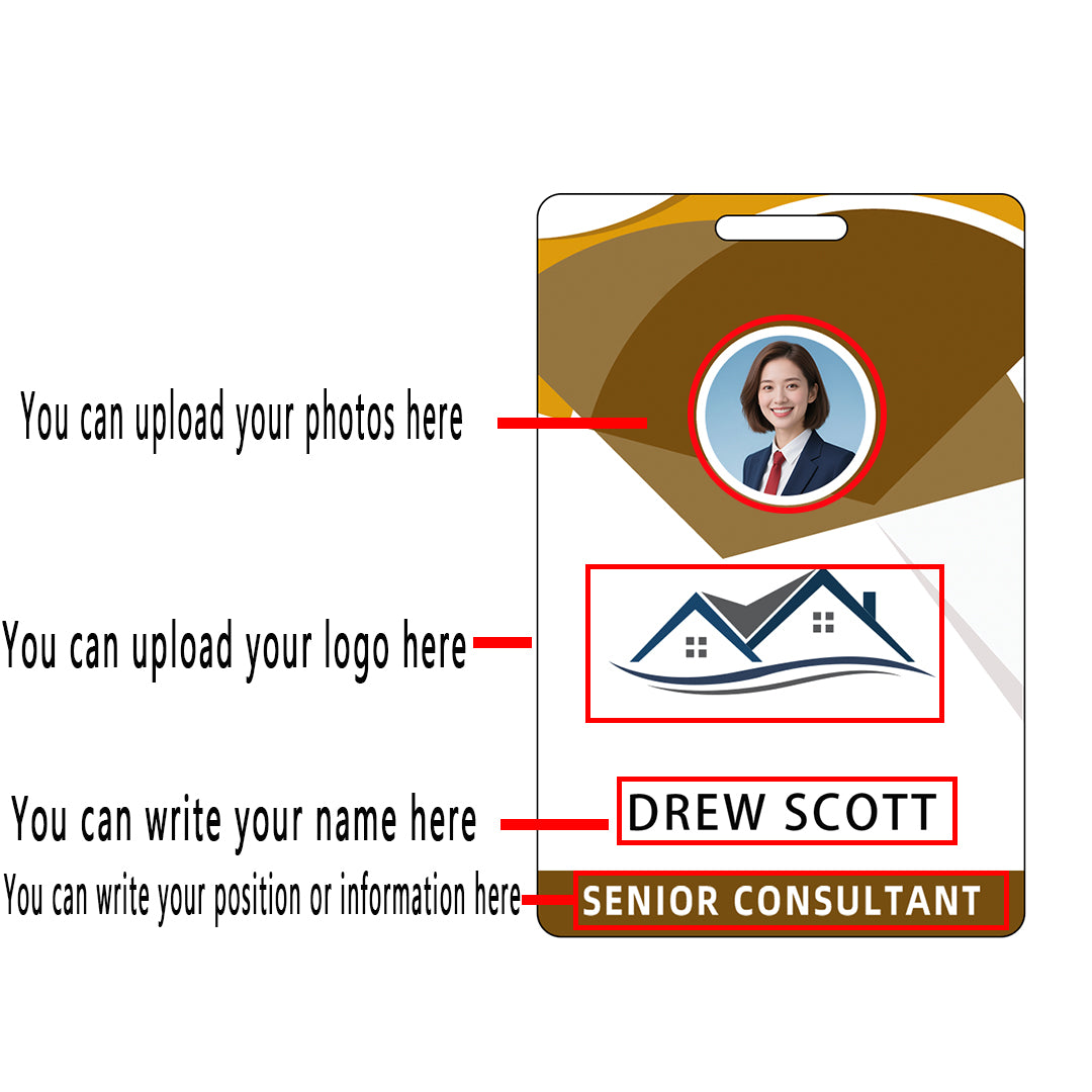 Style T77 Custom Print Employee ID Badge , Personalized Name Badge Double Sided Print with Name, Photo, Logo