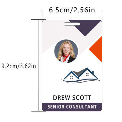 Style T78 Custom Print Employee ID Badge , Personalized Name Badge Double Sided Print with Name, Photo, Logo