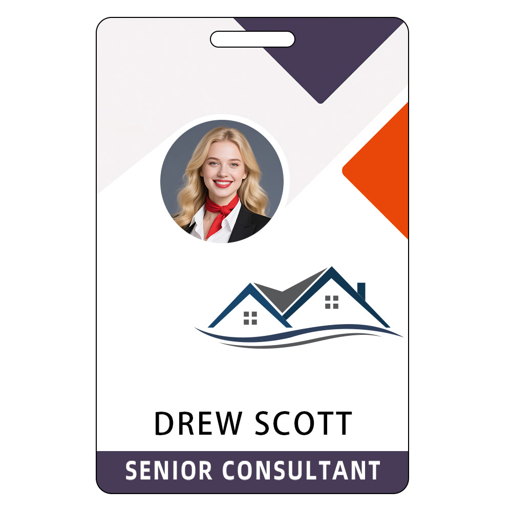 Style T78 Custom Print Employee ID Badge , Personalized Name Badge Double Sided Print with Name, Photo, Logo