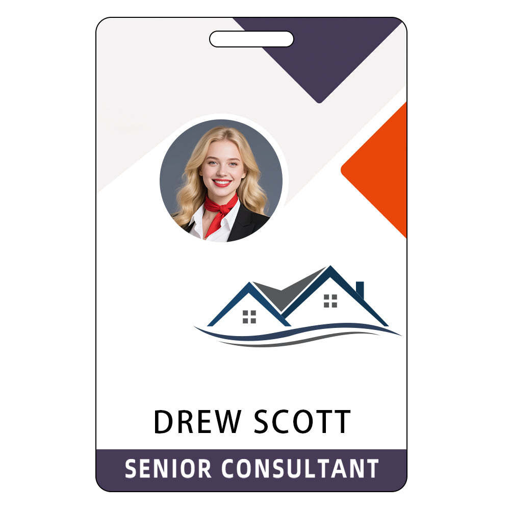 Style T78 Custom Print Employee ID Badge , Personalized Name Badge Double Sided Print with Name, Photo, Logo