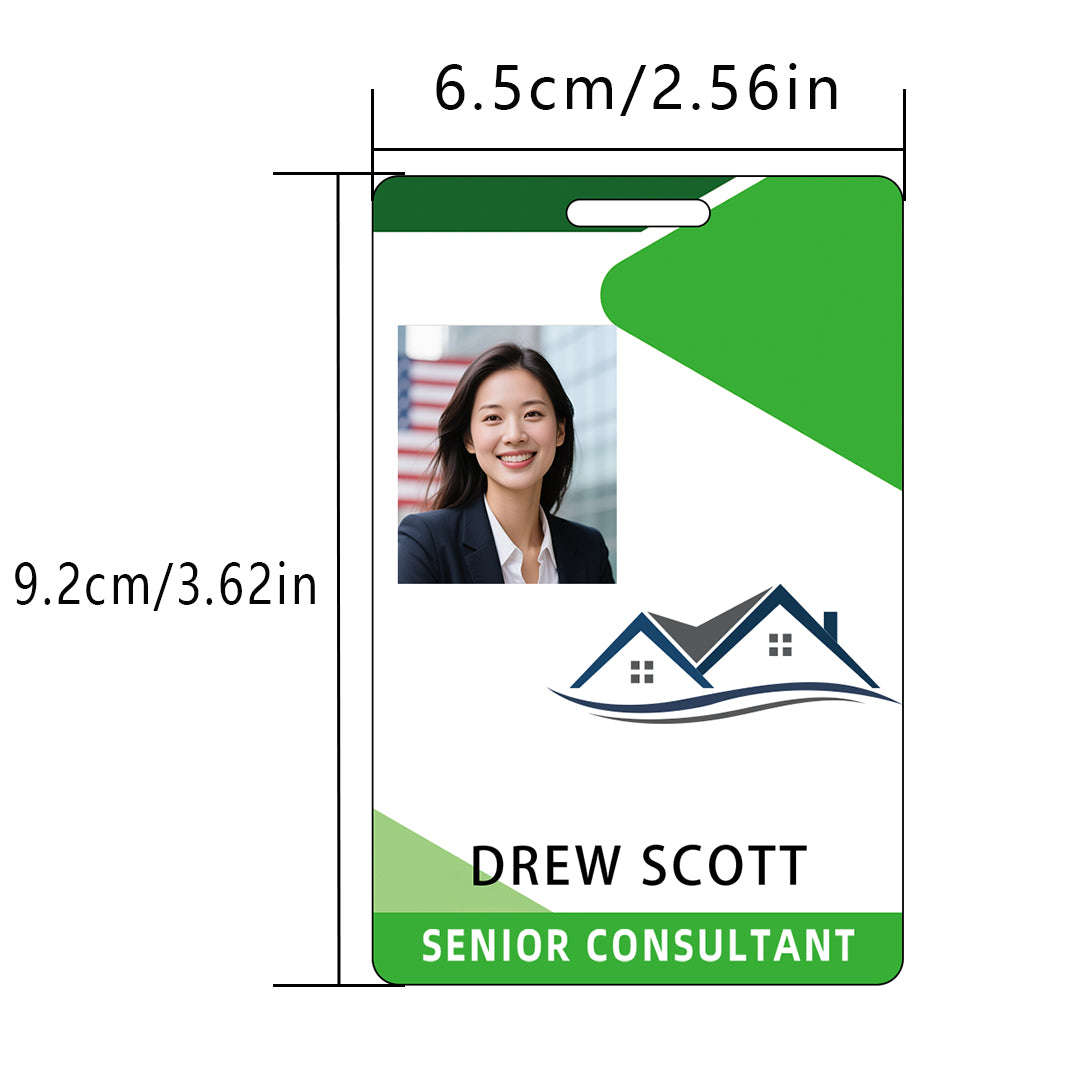 Style T79 Custom Print Employee ID Badge , Personalized Name Badge Double Sided Print with Name, Photo, Logo