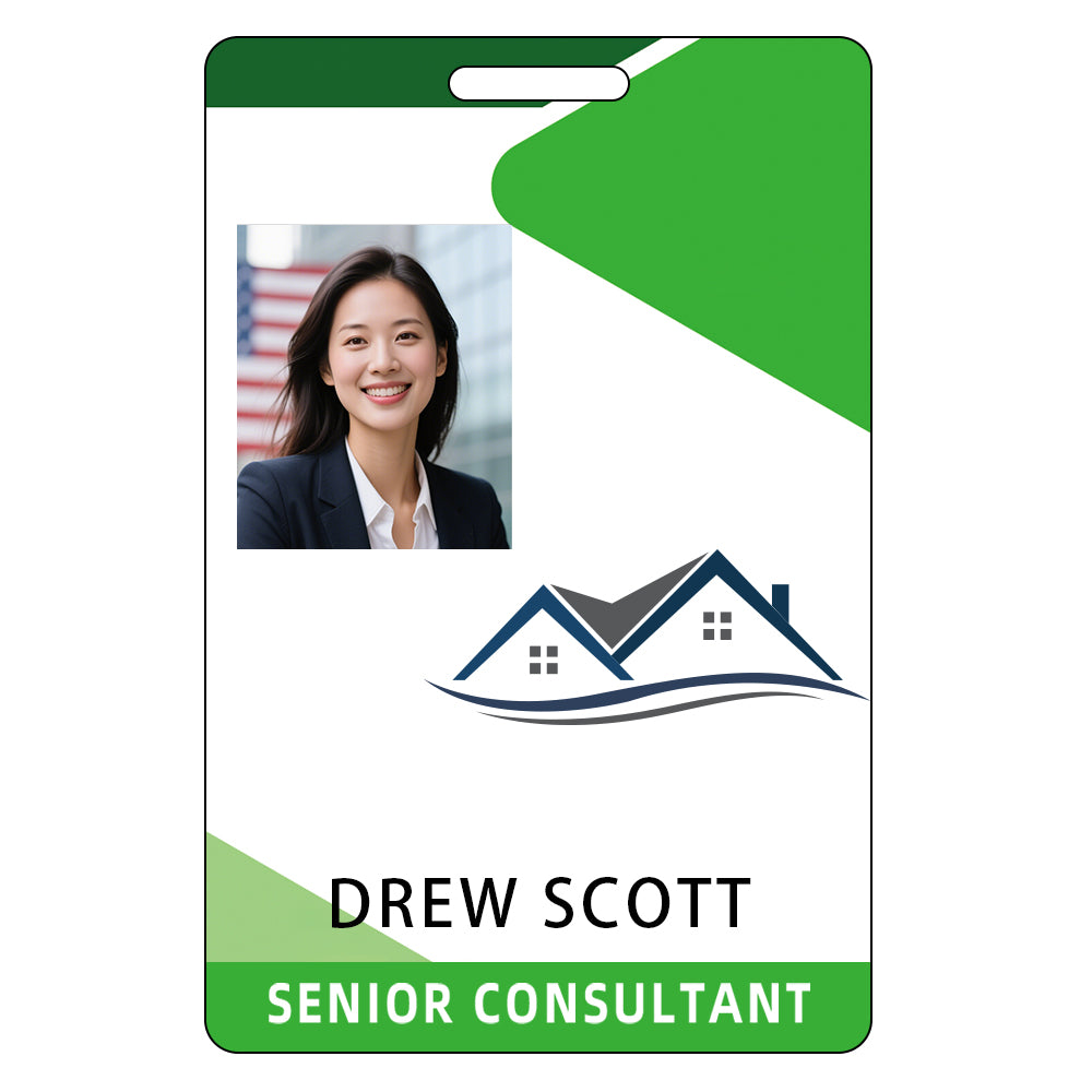 Style T79 Custom Print Employee ID Badge , Personalized Name Badge Double Sided Print with Name, Photo, Logo