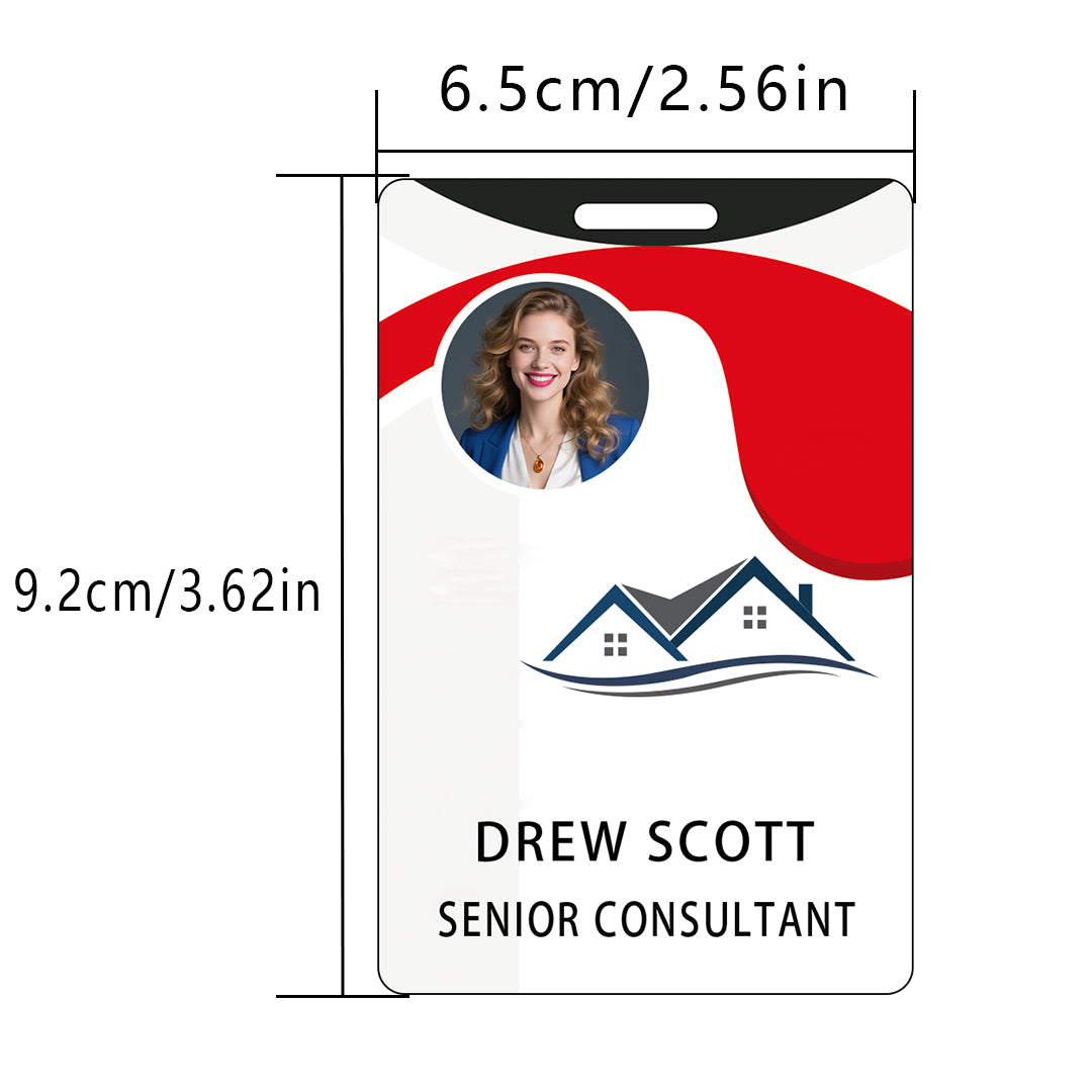 Style T80 Custom Print Employee ID Badge , Personalized Name Badge Double Sided Print with Name, Photo, Logo