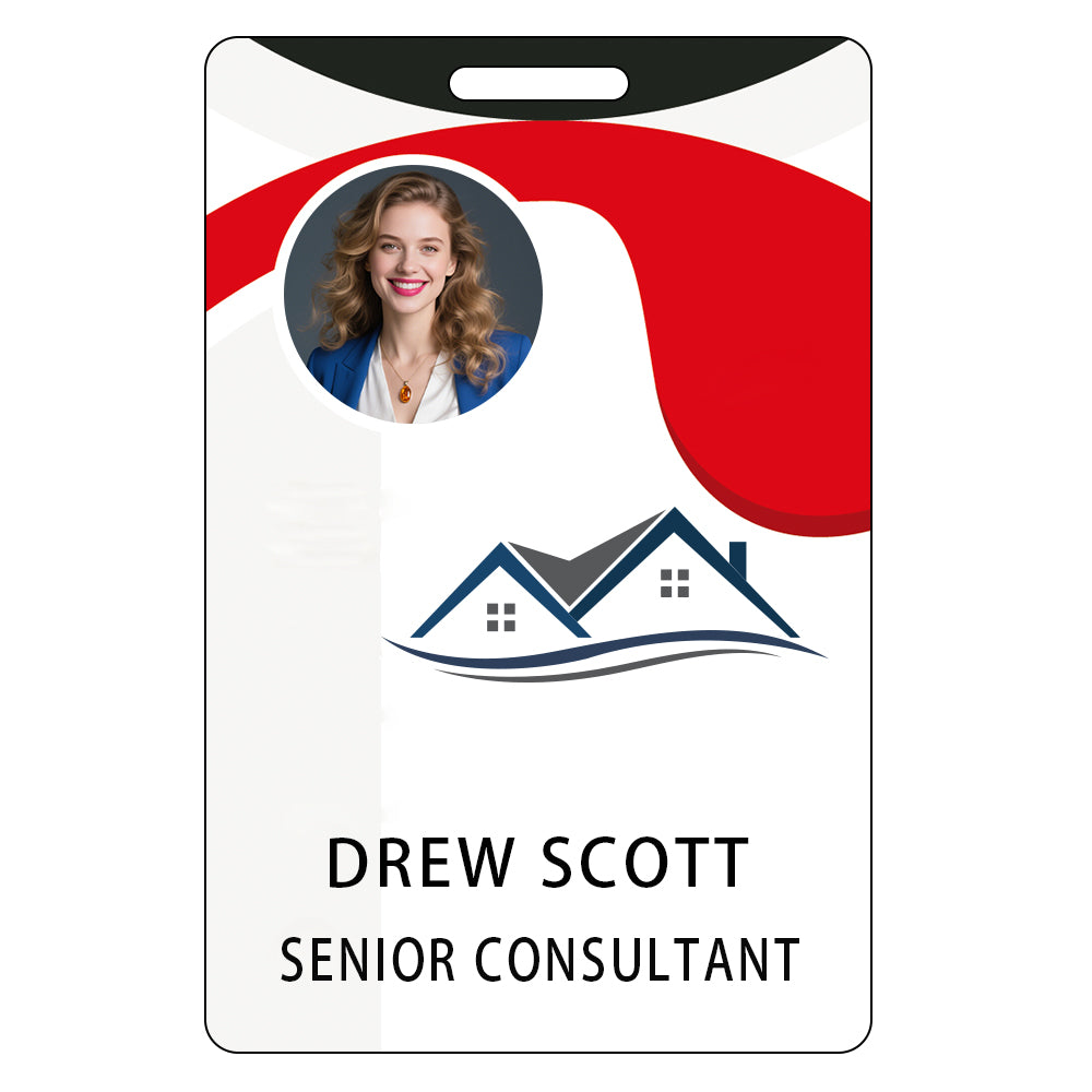 Style T80 Custom Print Employee ID Badge , Personalized Name Badge Double Sided Print with Name, Photo, Logo