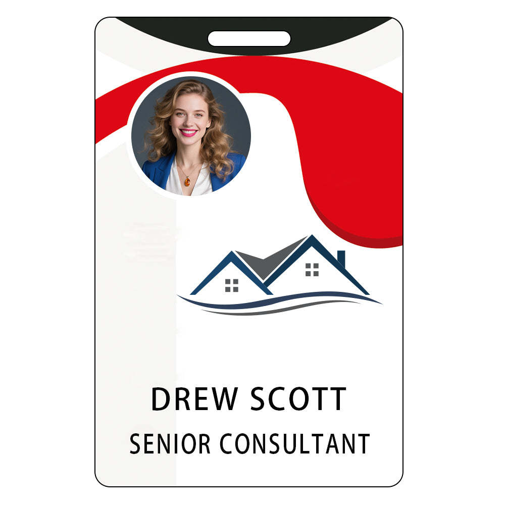 Style T80 Custom Print Employee ID Badge , Personalized Name Badge Double Sided Print with Name, Photo, Logo