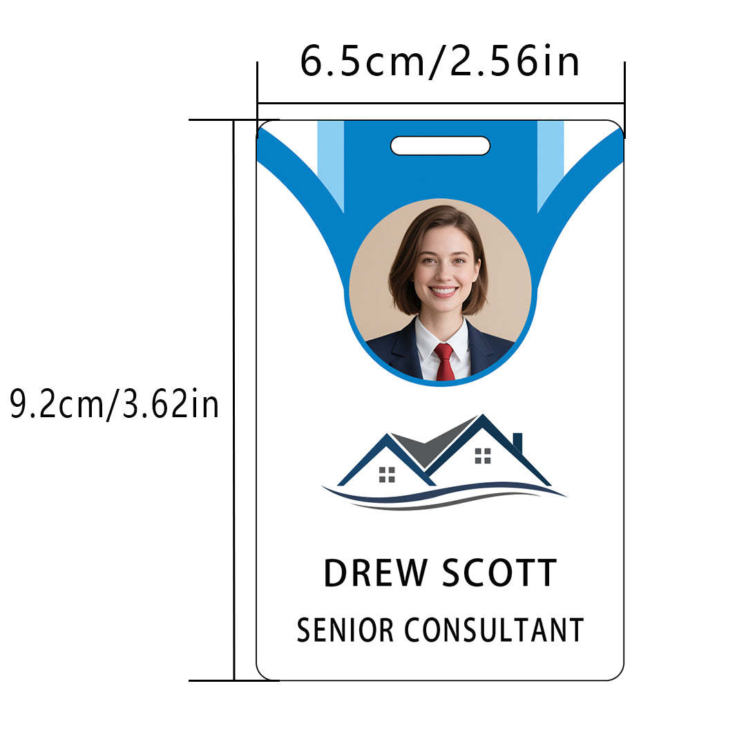 Style T81 Custom Print Employee ID Badge , Personalized Name Badge Double Sided Print with Name, Photo, Logo