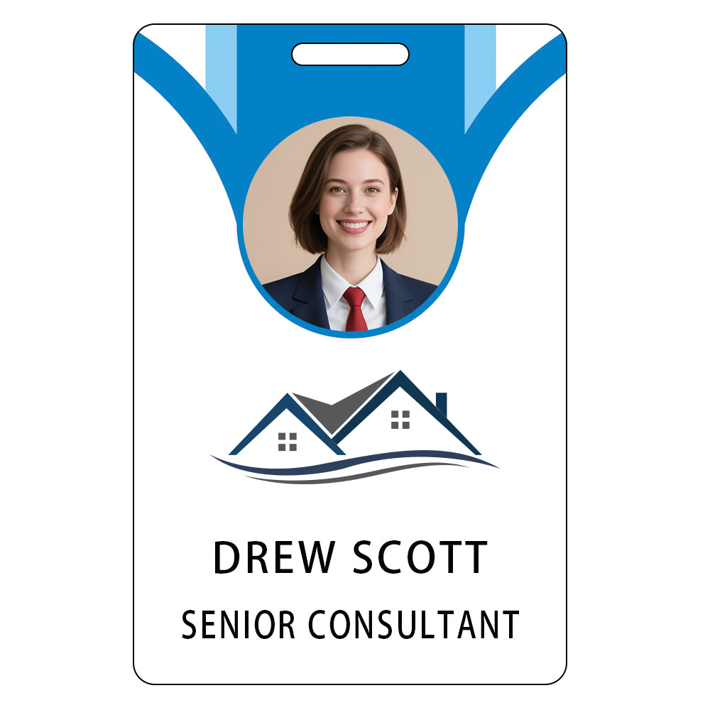 Style T81 Custom Print Employee ID Badge , Personalized Name Badge Double Sided Print with Name, Photo, Logo