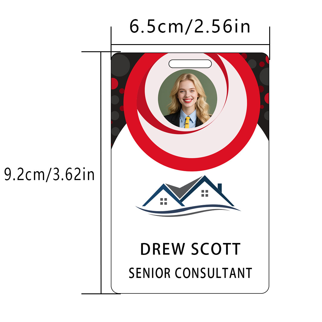 Style T82 Custom Print Employee ID Badge , Personalized Name Badge Double Sided Print with Name, Photo, Logo