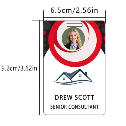 Style T82 Custom Print Employee ID Badge , Personalized Name Badge Double Sided Print with Name, Photo, Logo