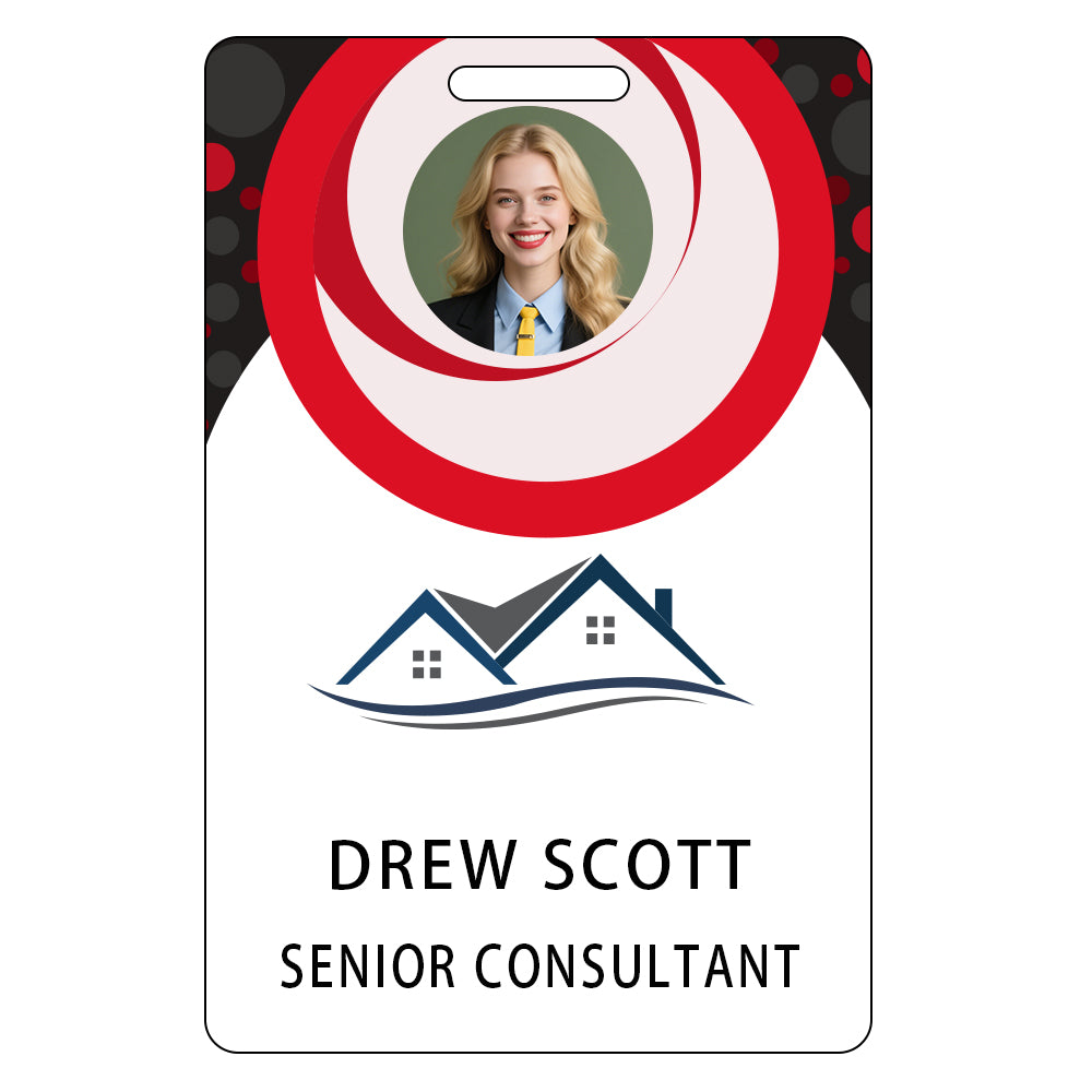 Style T82 Custom Print Employee ID Badge , Personalized Name Badge Double Sided Print with Name, Photo, Logo