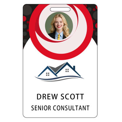 Style T82 Custom Print Employee ID Badge , Personalized Name Badge Double Sided Print with Name, Photo, Logo