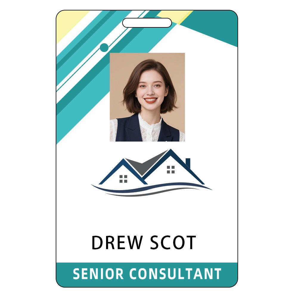 Style T83 Custom Print Employee ID Badge , Personalized Name Badge Double Sided Print with Name, Photo, Logo