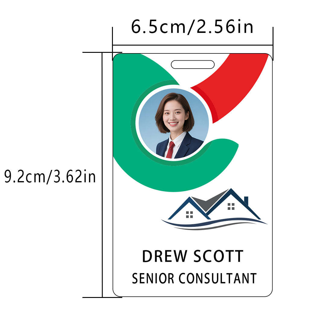 Style T84 Custom Print Employee ID Badge , Personalized Name Badge Double Sided Print with Name, Photo, Logo