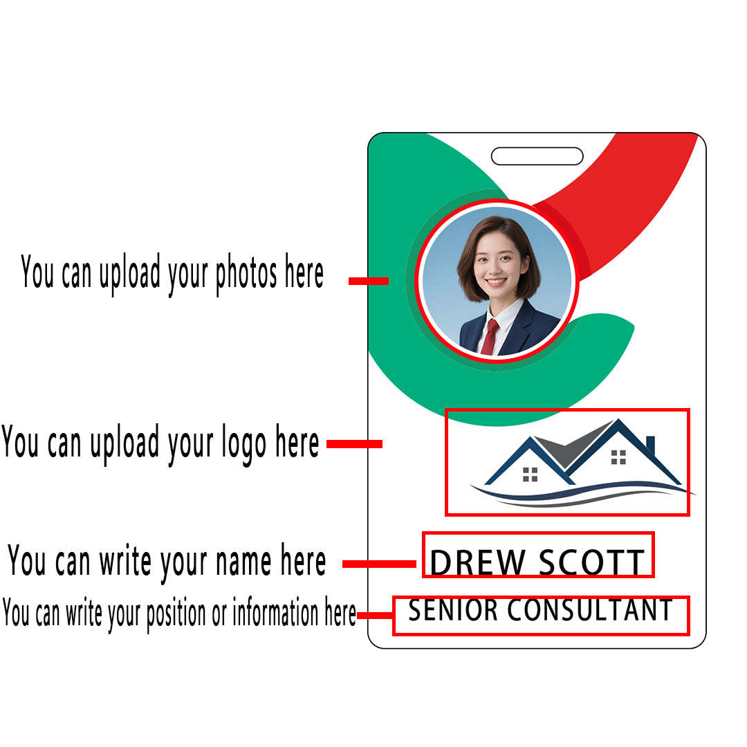 Style T84 Custom Print Employee ID Badge , Personalized Name Badge Double Sided Print with Name, Photo, Logo