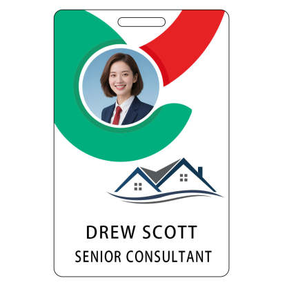 Style T84 Custom Print Employee ID Badge , Personalized Name Badge Double Sided Print with Name, Photo, Logo