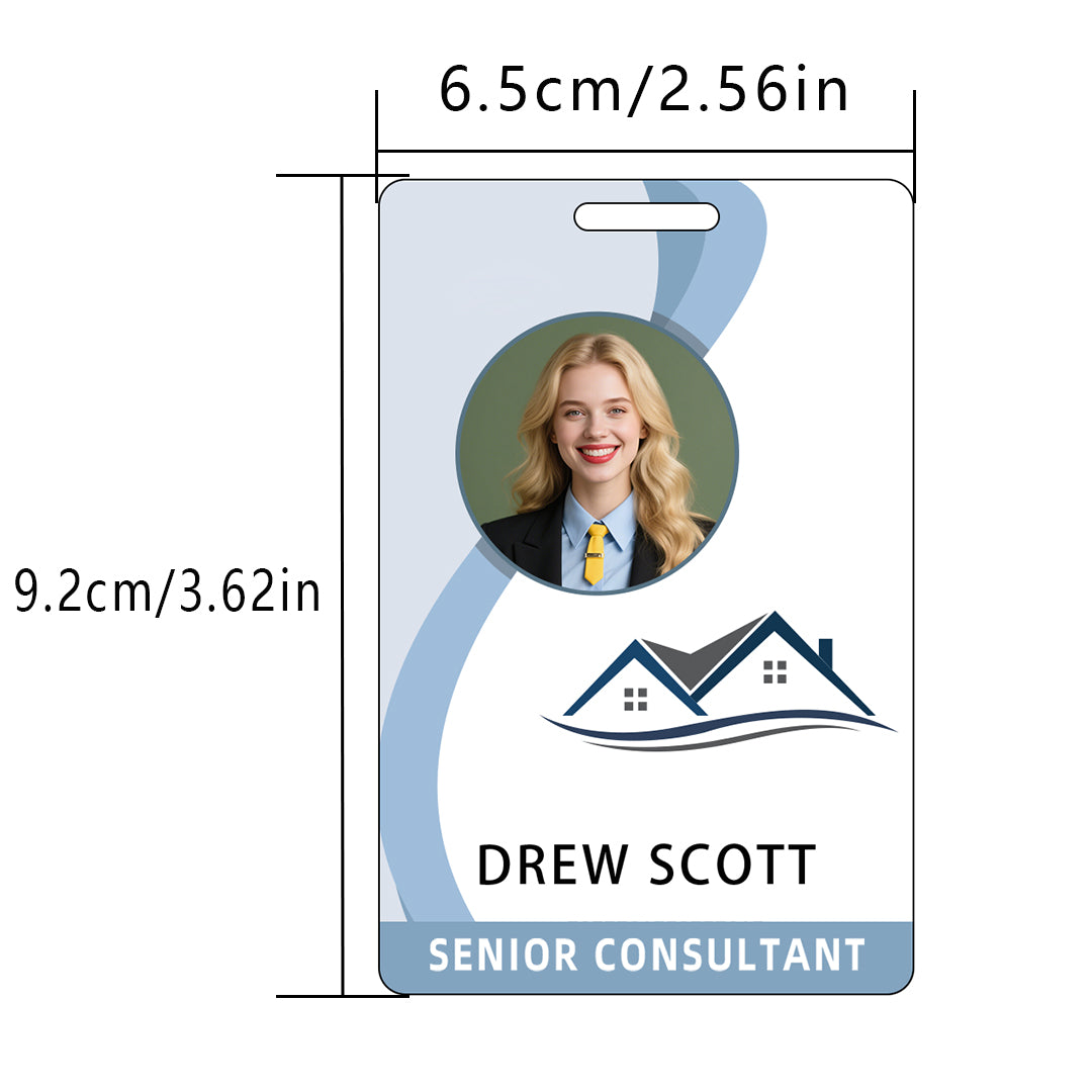 Style T85 Custom Print Employee ID Badge , Personalized Name Badge Double Sided Print with Name, Photo, Logo