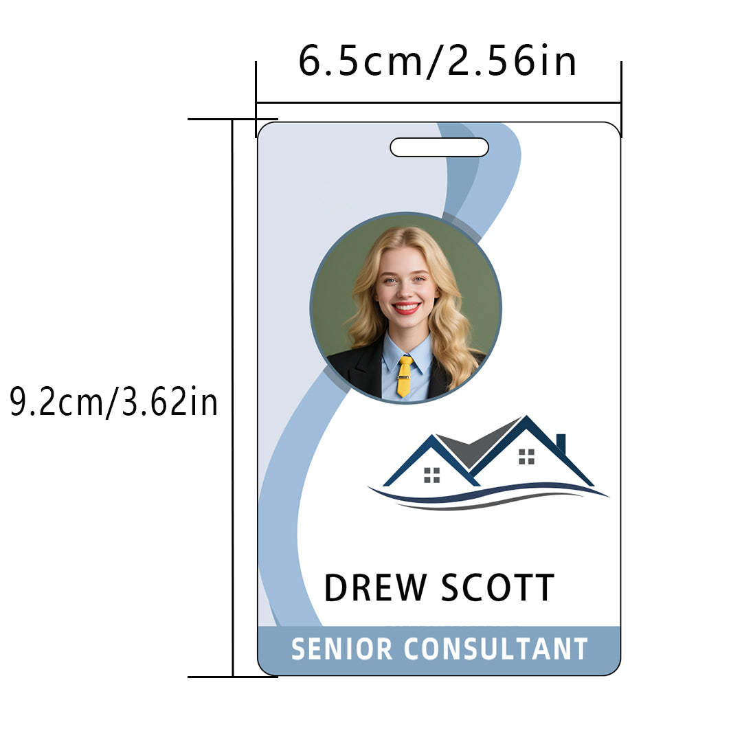 Style T85 Custom Print Employee ID Badge , Personalized Name Badge Double Sided Print with Name, Photo, Logo