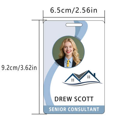 Style T85 Custom Print Employee ID Badge , Personalized Name Badge Double Sided Print with Name, Photo, Logo