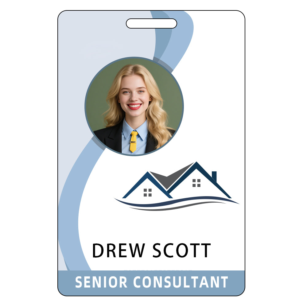 Style T85 Custom Print Employee ID Badge , Personalized Name Badge Double Sided Print with Name, Photo, Logo